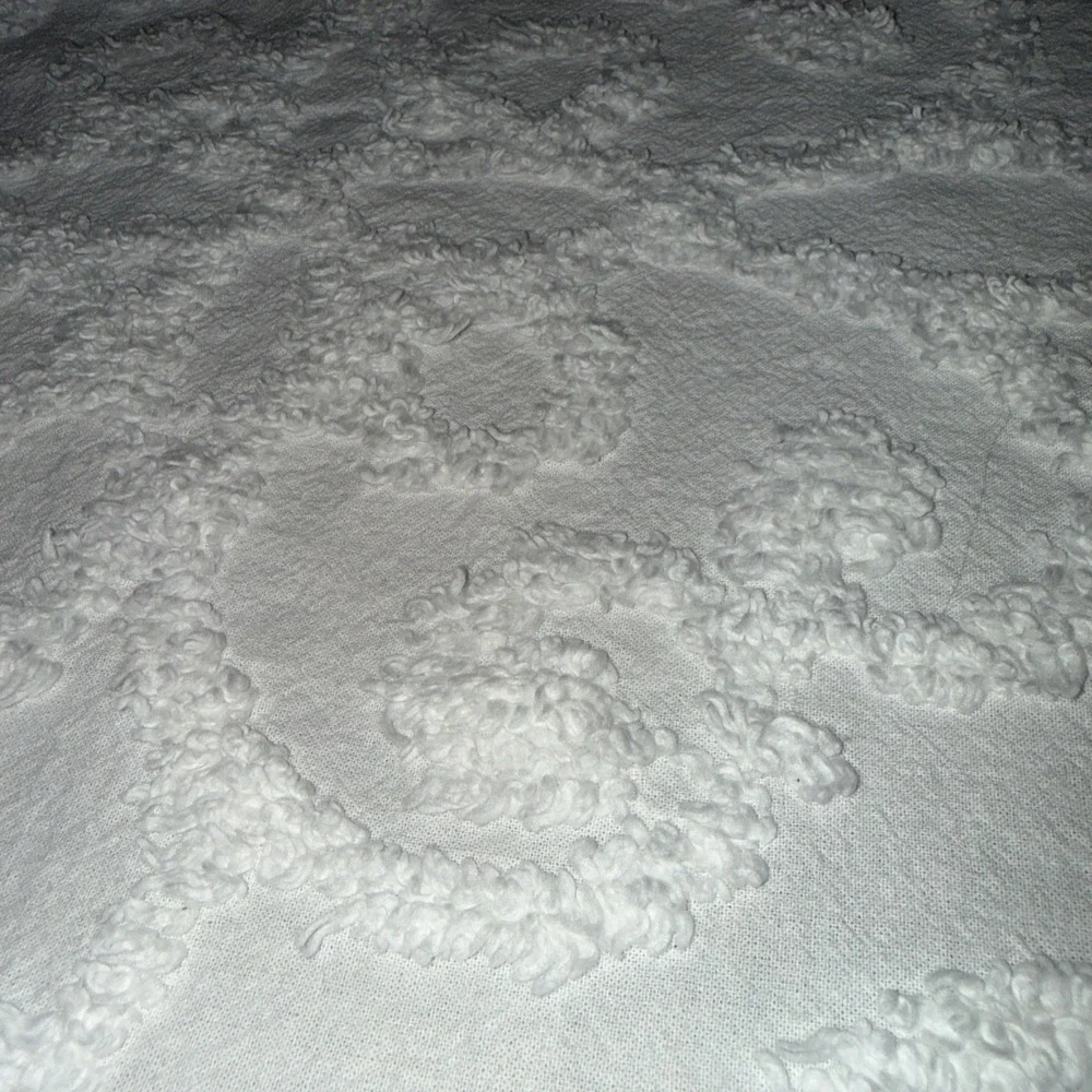 Vintage Madison Park White Chenille Floral Bedspread 2 Shams Boho 121X101 King